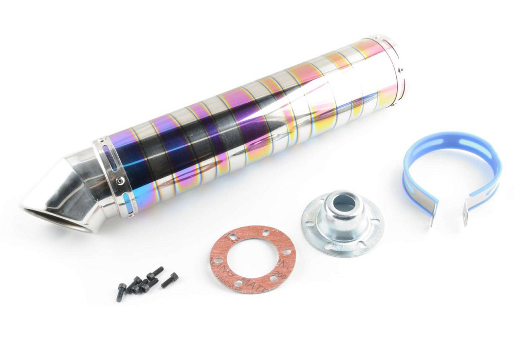 Глушитель (тюнинг) 420*10 см, креп. Ø78mm (нержавейка, зебра, цветной, прямоток, mod:8) Мукачево - изображение 1