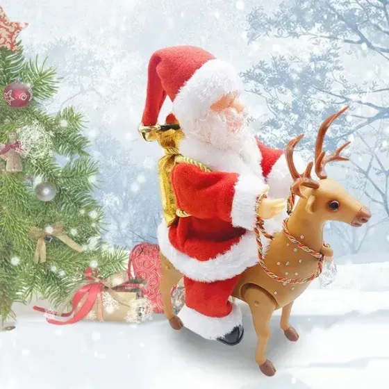 Игрушка Санта-Клаус верхом на олене /новогодняя игрушка Коломия