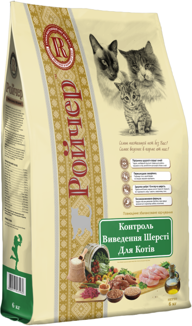 Сухий корм Ройчер з ефектом виведення шерсті для котів 6 кг Вінниця - фото 1