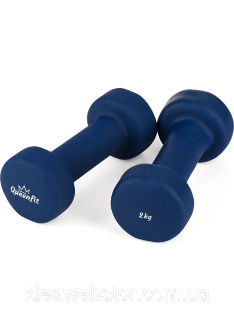 Гантелі для фітнесу неопренові Queenfit 2х2кг темно-синій Київ - фото 2