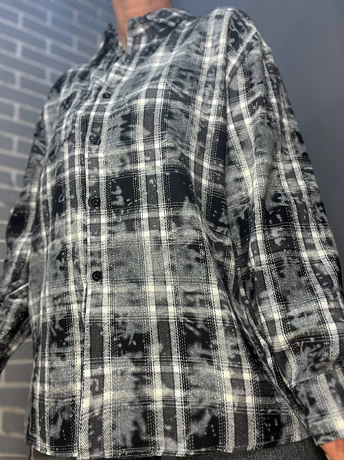 Сорочка жіноча A-N 2775 картата варена в клітинку оверсайз коттон one size, чорний, one size Київ - фото 4