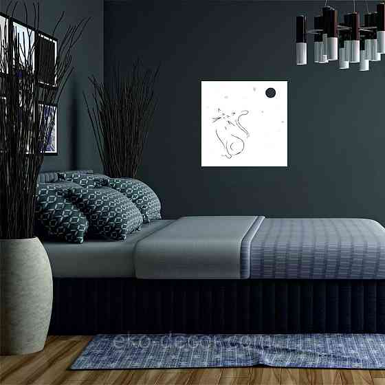 Декоративное настенное 3D Панно «Кот» Декор на стену с объемом 70*70 см, Белый Киев