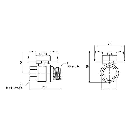 Кран кульовий Thermo Alliance Standart 1" ВН для газу (метелик) SD607NG25PN40 Київ