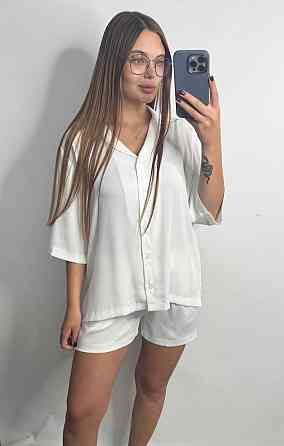 Жіночий костюм-двійка із сатину Айворі XL-2XL Харків