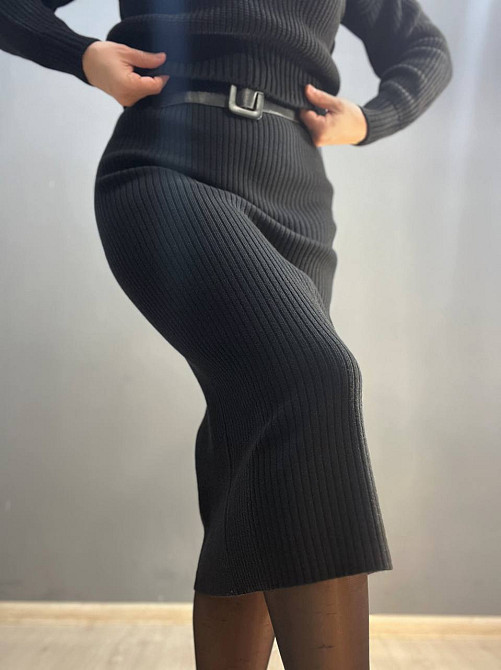 Юбка женская My fashion 6016 вязка рубчик ровная с ремнем 44-48 черная, черный, 44-48 Киев - изображение 19