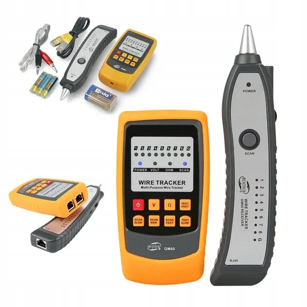 Кабельний тестер-трасошукач Digital Wire Tracker GM60: RJ45, RJ11, розриви, напруга, опір, приймач+датчик Одеса - фото 1