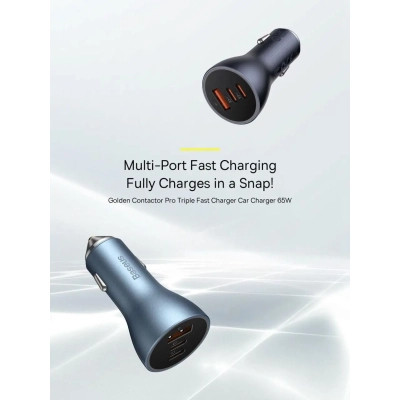 Зарядний пристрій Baseus 1xUSB + 2xUSB-C 65W Golden Contactor Pro dark gray (CGJP010013) Вінниця - фото 8