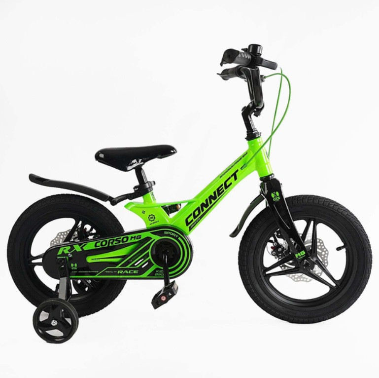 Велосипед Corso Connect двоколісний 14 дюймів з додатковими колесами Салатовий (MG-14155) Чернігів - фото 2