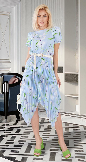 Красивое голубое платье плиссе (42) Киев - изображение 2