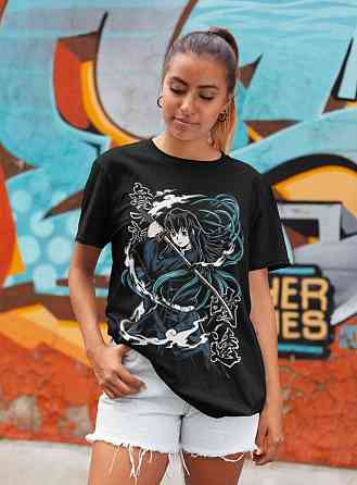 Футболка для мальчика аниме Истребитель демонов оверсайз (рост от 165 до 180 ) Черний AnimeJ0876m Днепр