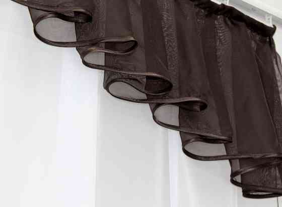 Кухонный (200х170см) комплект тюль с ламбрекеном цвет венге с белым 00к 59-194 Киев