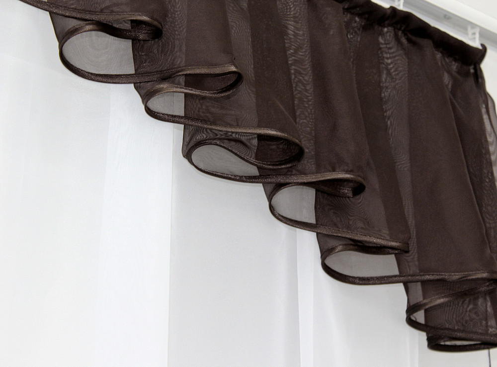 Кухонный (200х170см) комплект тюль с ламбрекеном цвет венге с белым 00к 59-194 Киев - изображение 3