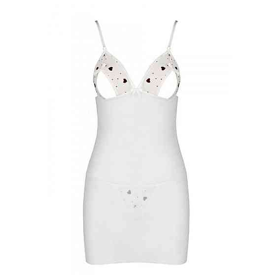 Сорочка с вырезами на груди, стринги Passion LOVELIA CHEMISE XXL/XXXL, white Sex Aura Киев