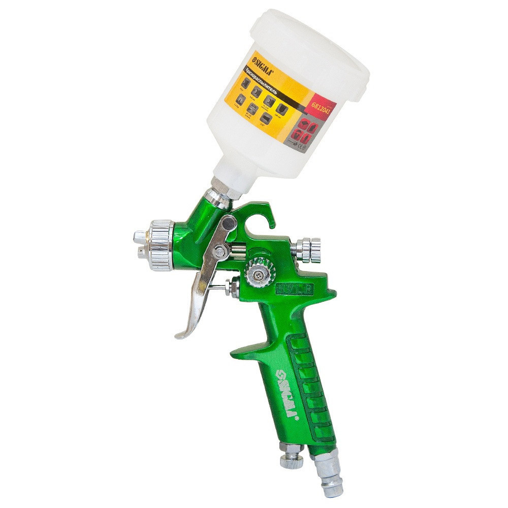 Фарборозпилювач HVLP-mini Ø0.8мм 30-115 л/хв 2.1бар у/б 100 мл (пласт) зелений SIGMA (6812041) Київ - фото 1