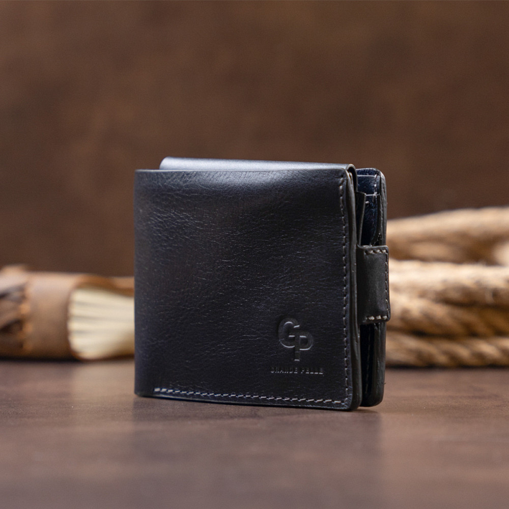 Функціональне тонке портмоне GRANDE PELLE 11323 Синє Київ - фото 4