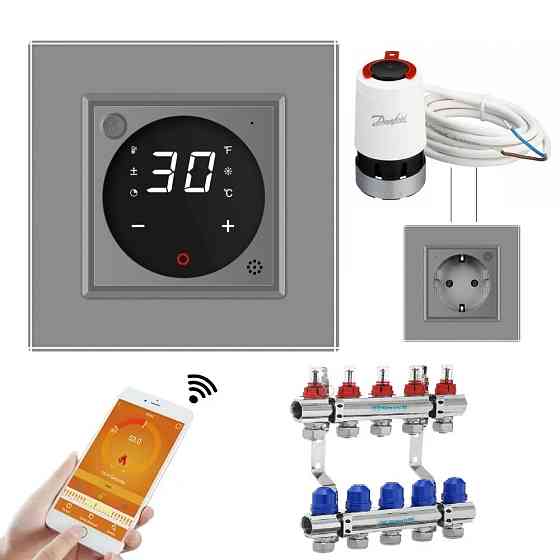 LIVOLO Комплект дистанційного керування водяною теплою підлогою LIVOLO сірий скло (VL-C7FCEZ-TC Коломыя