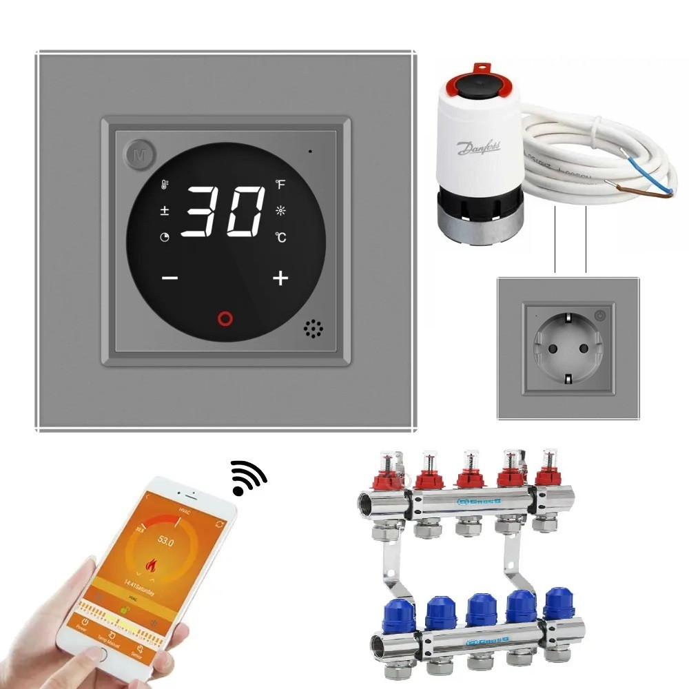 LIVOLO Комплект дистанційного керування водяною теплою підлогою LIVOLO сірий скло (VL-C7FCEZ-TC Коломыя - изображение 6