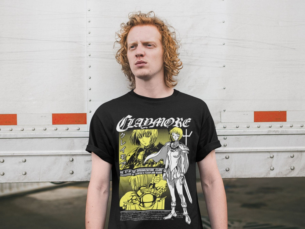 Футболка для хлопчика з аніме принтом Клайморе Кларе Каваіі Фуннй оверсайз (зріст від 165 до 180) Чорний AnimeJ1161m Дніпро - фото 3