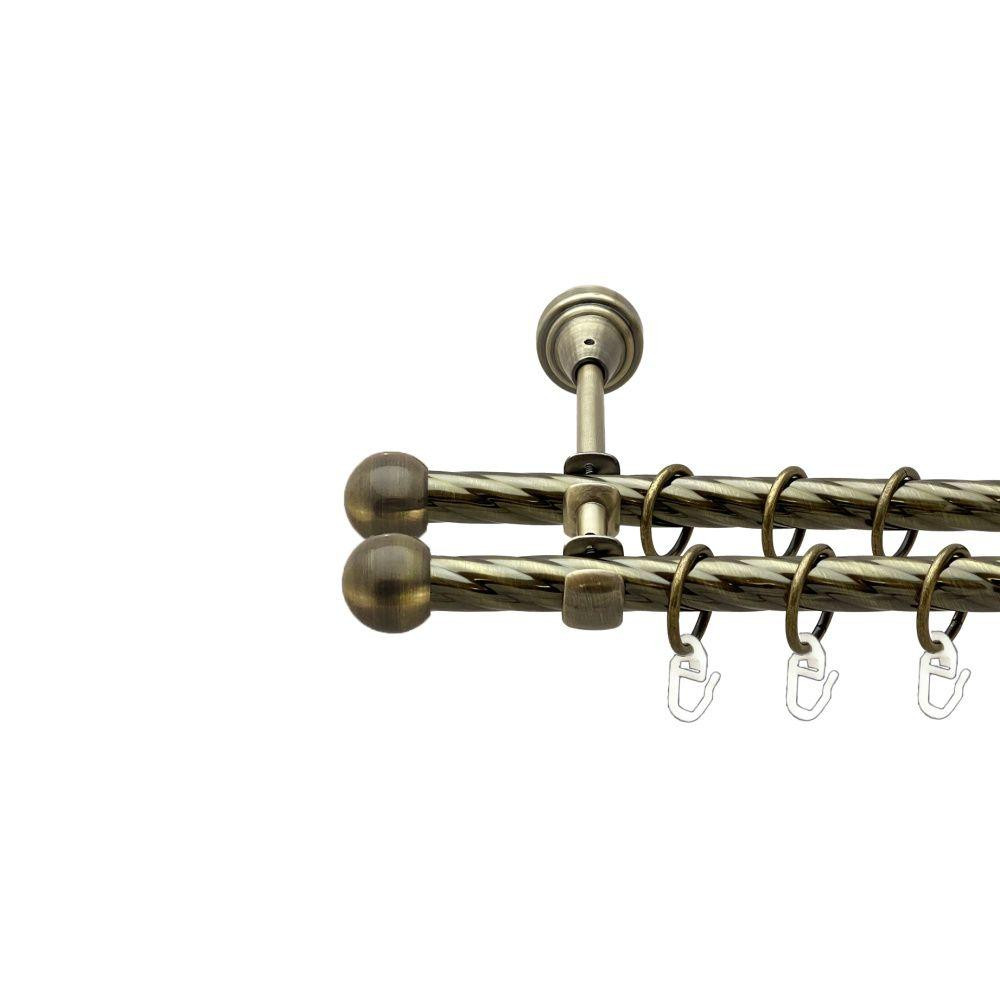 Карниз Orvit Куля Болонь металевий дворядний відкритий скручена труба кільце металеве Антик 16\16 мм 300 см (00-00022476) Львів - фото 1