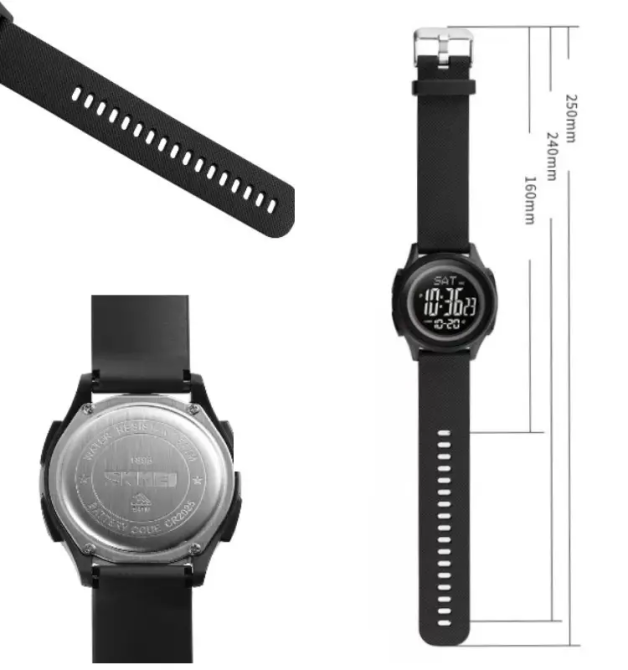 Чоловічий спортивний наручний годинник Skmei 1893 (Чорний з чорним циферблатом) Київ - фото 10