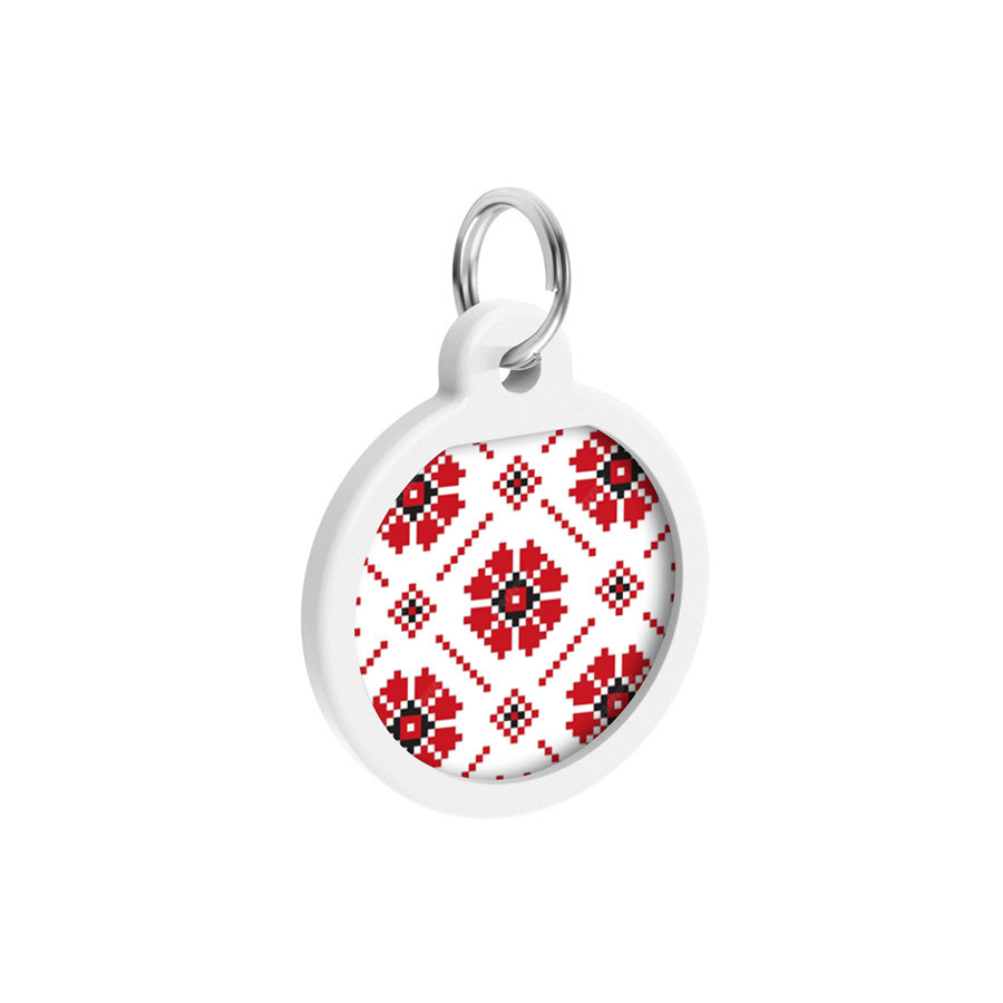 Адресник для собак і котів металевий WAUDOG Smart ID з QR-паспортом, малюнок "Вишиванка", круг, Д 25 мм Вінниця - фото 3