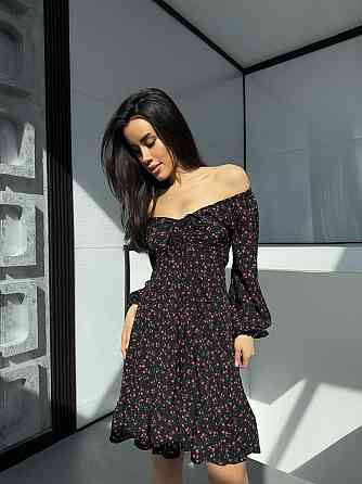 Жіноча святкова принтована сукня з софту Одеса