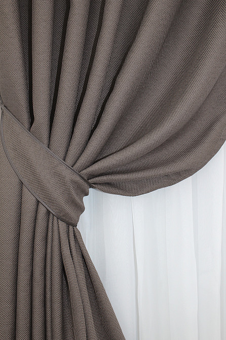 Комплект готових штор VR-Textil Льон-блекаут Льон Мішковина № 1160ш Сіро-коричневий 150х270см 2 шт (30-979) Київ - фото 4