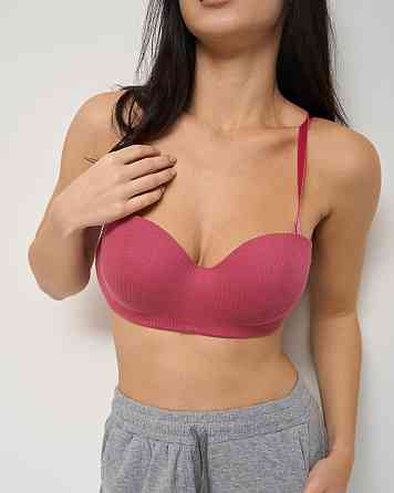 Бюстгальтер хлопковый в рубчик Nicoletta 80574 80B, Фуксия Киев