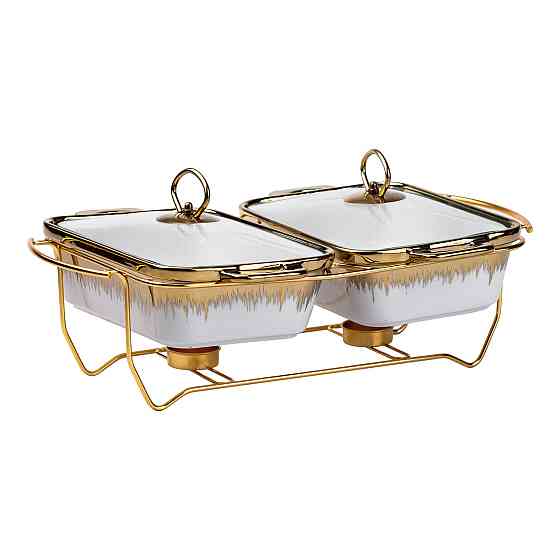 порцелянаовий марміт на 2 секції по 1 л золото HP1042 Коломыя