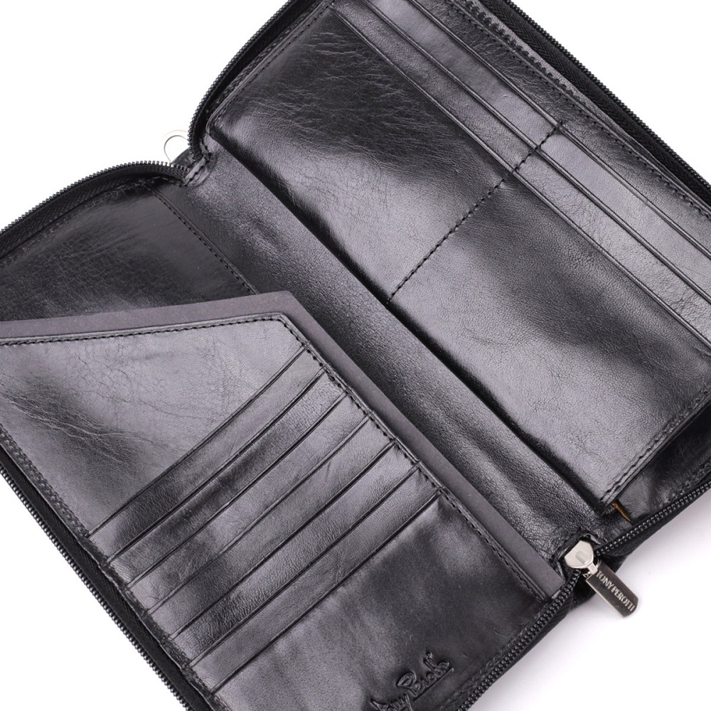 Чоловічий клатч на одне відділення з гладкої натуральної шкіри Tony Perotti 20860_1 (9770 nero) Чорний Київ - фото 7