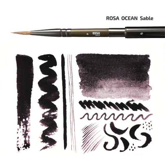 Пензель соболь круглий TRAVEL BRUSH OCEAN 168 №2 коротка ручка ROSA Київ