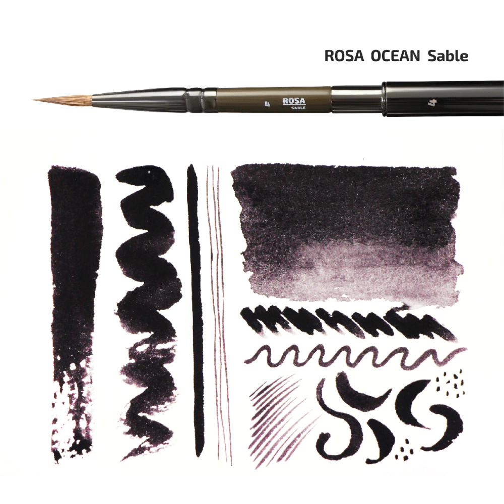 Пензель соболь круглий TRAVEL BRUSH OCEAN 168 №2 коротка ручка ROSA Київ - фото 3