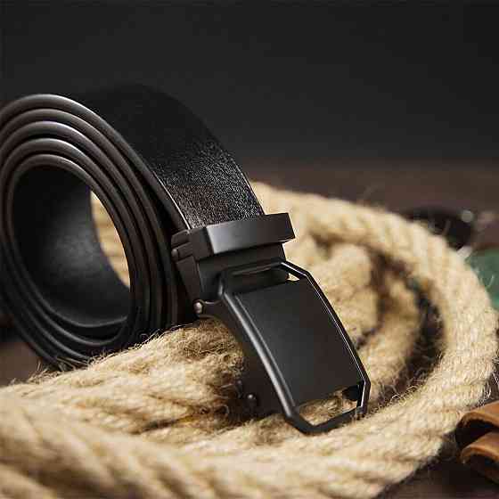 Ремень мужской с пряжкой матовой Vintage 20269 Черный Киев