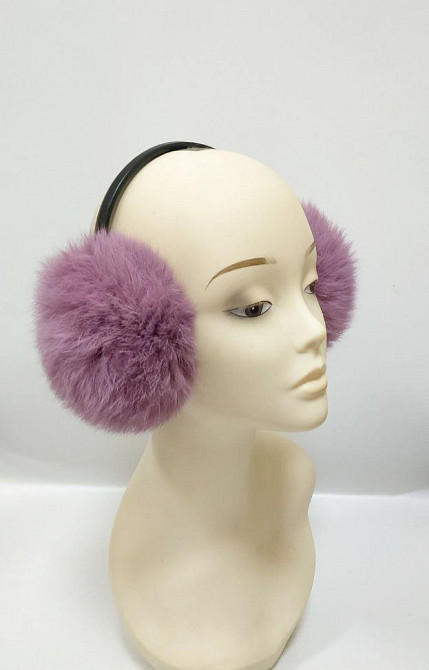 Наушники меховые детские из кролика Сиреневый Харьков - изображение 1