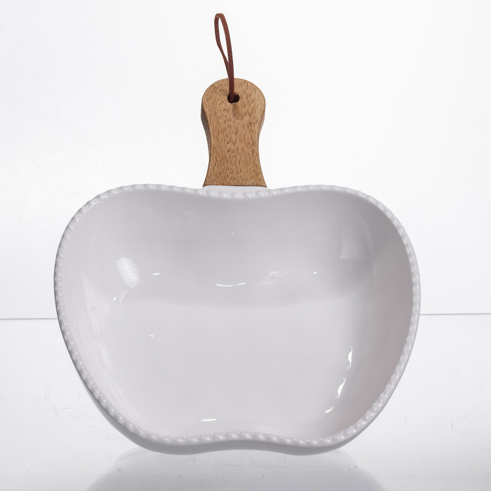 Тарілка порцелянова глибока з ручкою Яблуко 25×20×5 (см) Білий ZJH-15-6 Київ - фото 2