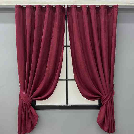 Комплект коротких штор VR-Textil Мікровелюр Petek YL № 1712ш Бордовий 130х170 см 2 шт (35-0388) Київ