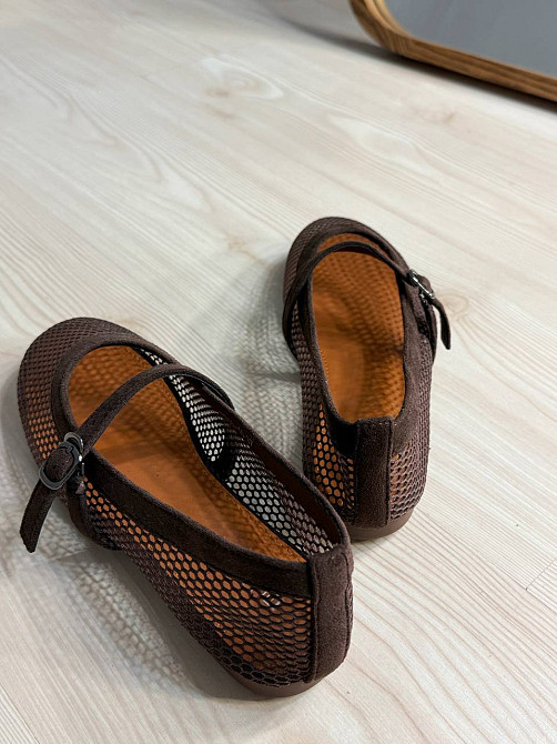 Балетки жіночі Meideli 300-7 Mary Jane сітка з ремінцем коричневі, 38, 24 см Київ - фото 5