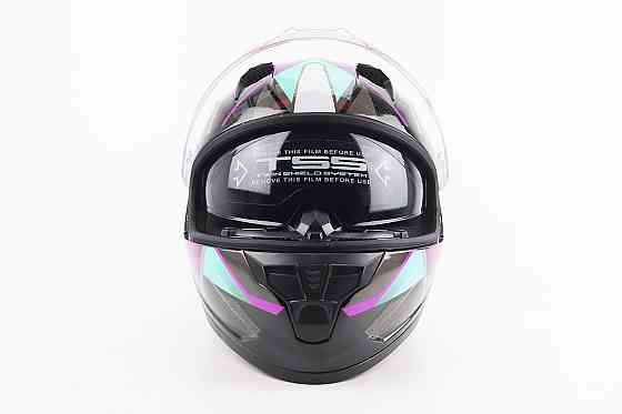 Шолом інтеграл, закритий (сертифікація DOT)+відкидні окуляри BLD-M67 М (57-58см), ЧОРНИЙ/ФІОЛЕТОВО-БІРЮЗОВИЙ Киев