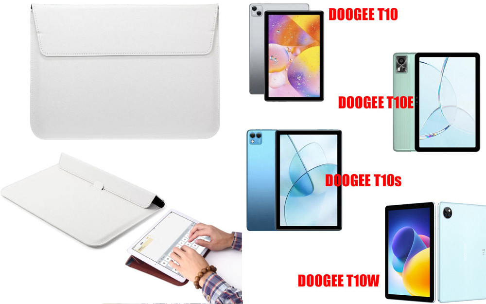 Чохол-конверт VitoCase для Doogee T10, з функцією підставки для планшета Чорний Білий Київ - фото 1