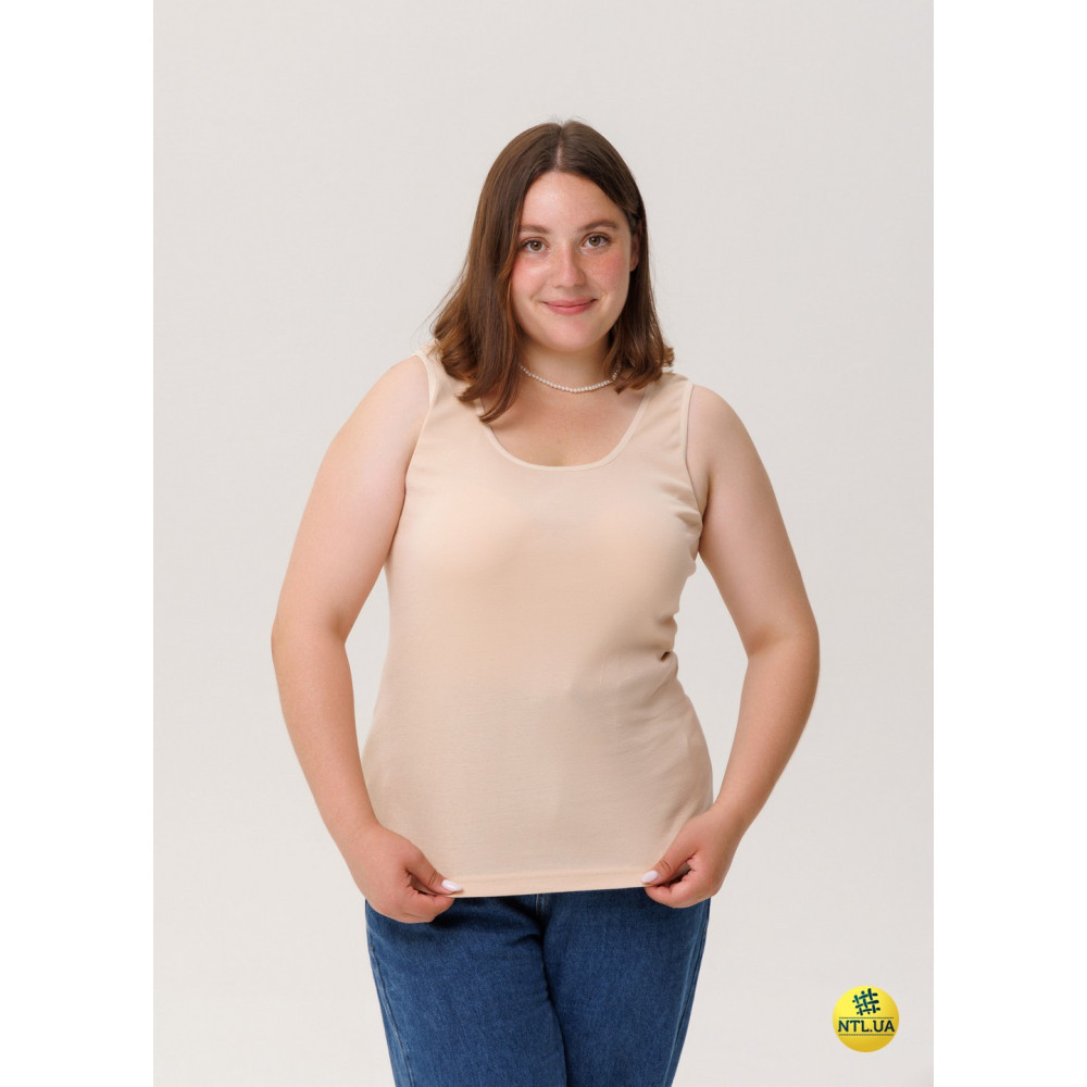 Базова однотонна жіноча майка з бавовни на широких бретелях Наталюкс 21-2110 Київ - фото 6