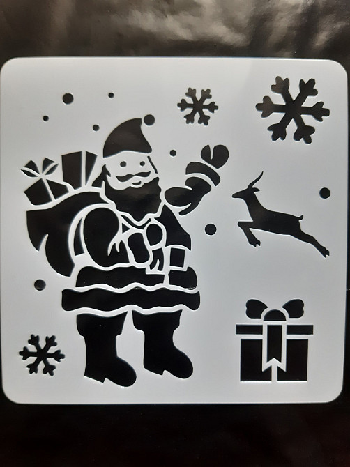 Трафарет новогодний Дед Мороз 15 на 15 см серый Киев - изображение 1