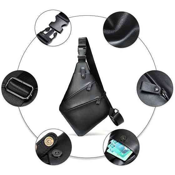 Практичная сумка через плечо кожаная 14997 Vintage Черная Киев