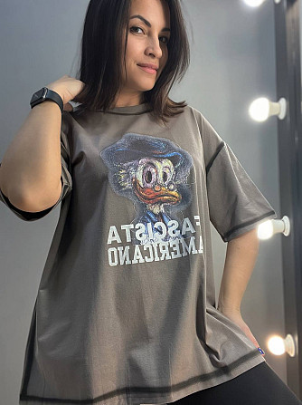 Футболка женская LADY YEP 0125 оверсайз вареные швы рисунок Скрудж one size шоколад, шоколад, one si Одесса - изображение 2