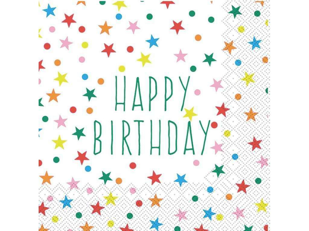 Салфетки с рисунком День Рождения 18шт бумажные 33*33см BIRTHDAYS STARS 3слоты ТМ SILKEN Киев - изображение 1