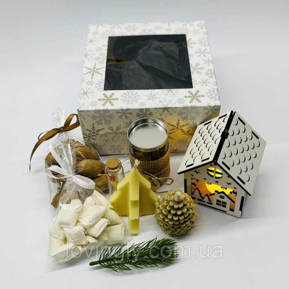 Праздничный подарочный набор – свечи из натурального воска, домик с подсветкой, сладости и специи Ирпень - изображение 5