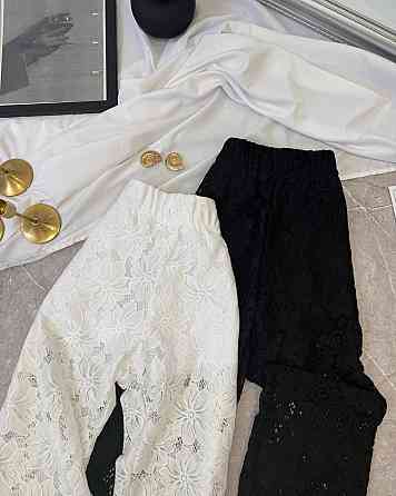 Жіночі мереживні штани — кльош із високою талією й шортики гіпюр + стрейч підкладка Білий, 46/48 Одеса