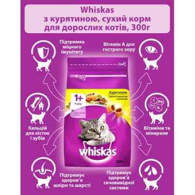 Сухий корм для кішок Whiskas з куркою 300 г (5998749144039/5900951014055) Вінниця