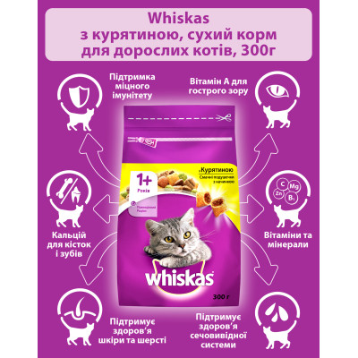 Сухой корм для кошек Whiskas с курицей 300 г (5998749144039/5900951014055) Винница - изображение 4