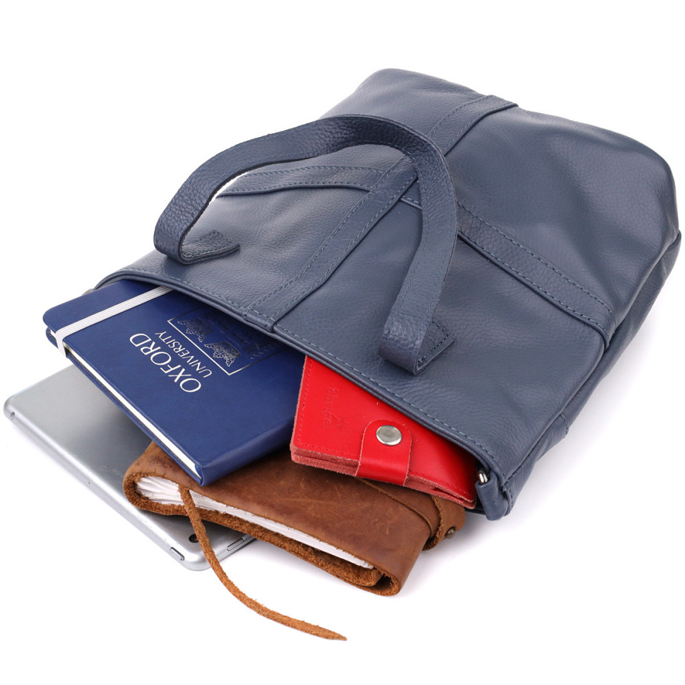 Красива сумка жіноча з натуральної шкіри Vintage 22995 Синій Київ - фото 9