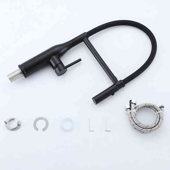 Смеситель для кухни с гибким изливом GAPPO G4098-26 лейка 2 режима, черный Киев